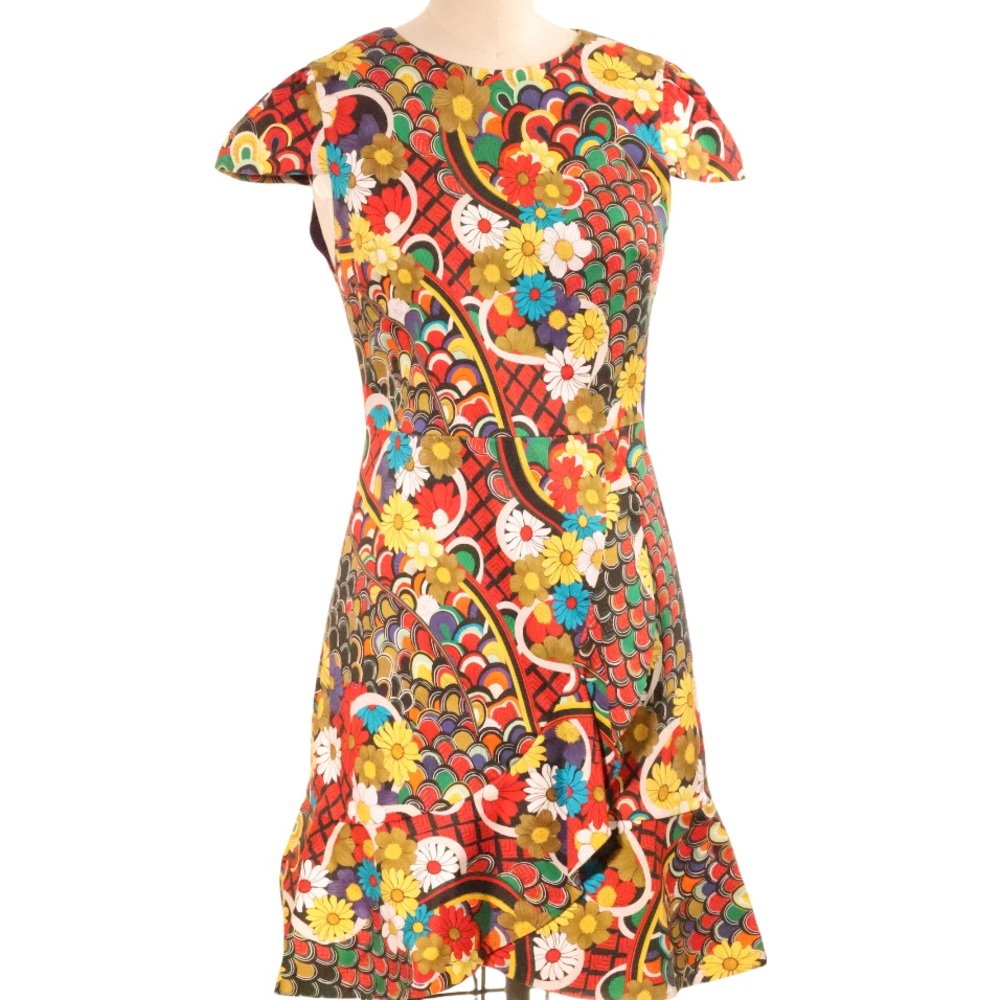 Alice+Olivia Kirby Ruffled Stretch Cotton Dress.